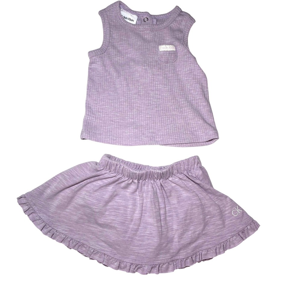 Calvin Klein Skort Set Baby Girls 12M Purple Tank Summer Outfit Monochrome